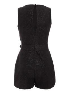Quiz Black Glitter Skort Playsuit Hot