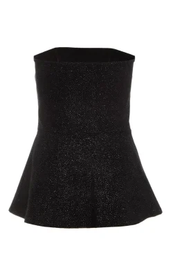 Quiz Black Glitter Strapless Peplum Top Best