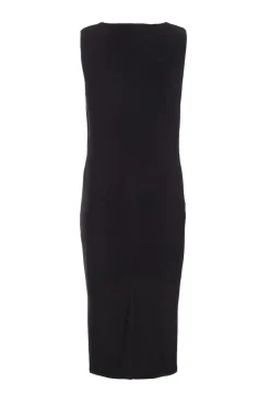 Quiz Black Gold Buckle Detail Midi Dress Outlet