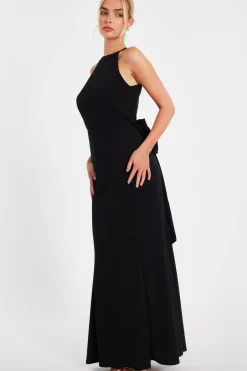 Quiz Halter Neck Fishtail Maxi Dress Black Outlet