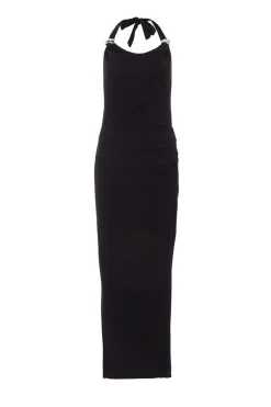 Quiz Black Halter Neck Maxi Dress New