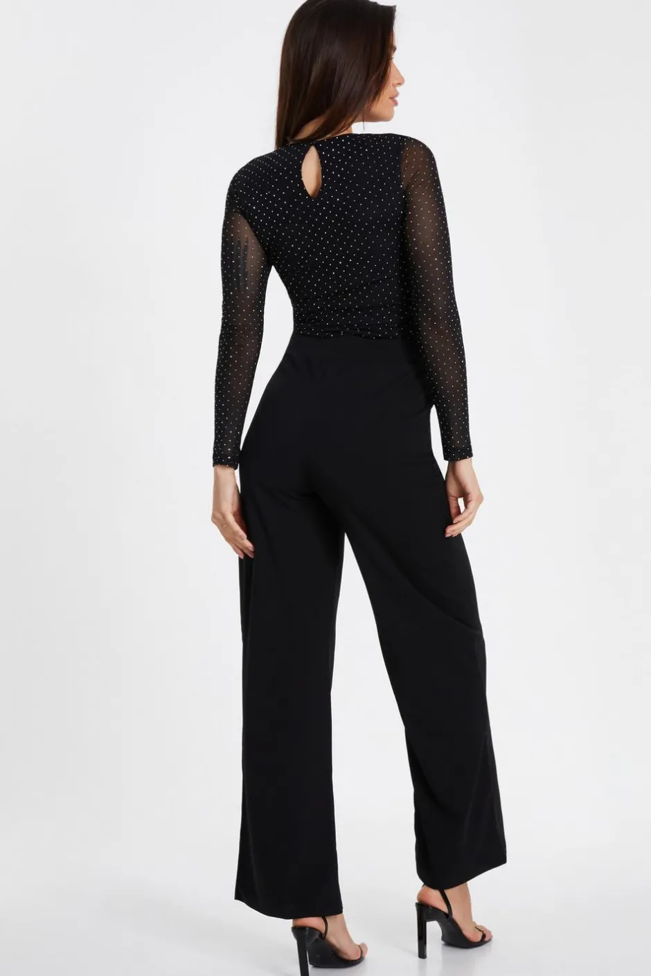 Quiz Black High Waist Belted Palazzo Trousers New