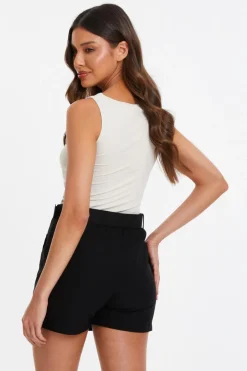 Quiz High Waisted Cargo Skort Black Sale