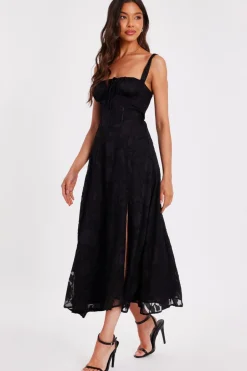 Quiz Jacquard Ruched Midaxi Dress Black Best