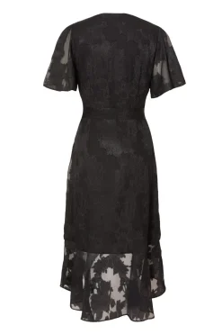 Quiz Jacquard Wrap Midi Dress Black Discount