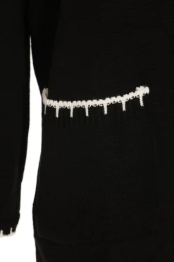 Quiz Knit Contrast Stich Jumper Black Outlet