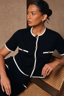 Quiz Black Knit Contrast Top Online