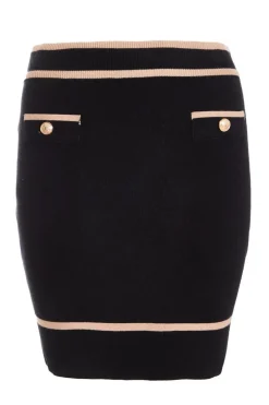 Quiz Black Knit Contrast Trim Mini Skirt Online