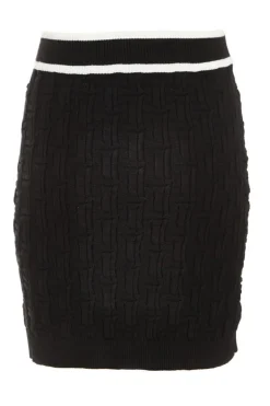 Quiz Black Knit Contrast Trim Skirt Clearance