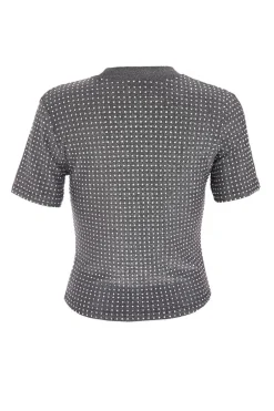 Quiz Knit Embellished Top Black Outlet
