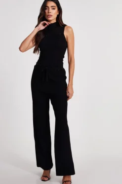 Quiz Knit High Neck Top Black Sale