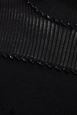 Quiz Knit High Neck Top Black Sale