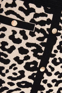Quiz Black Knit Leopard Print Jumper Dress Online