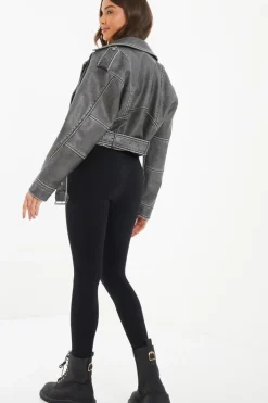 Quiz Black Knit Ribbed Leggings Sale