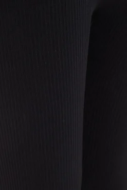 Quiz Black Knit Ribbed Leggings Sale