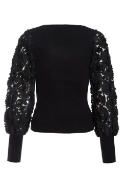 Quiz Black Knit Sleeve Detail Top Outlet