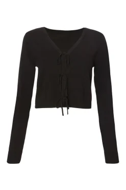 Quiz Black Knit Tie Front Cardigan Discount