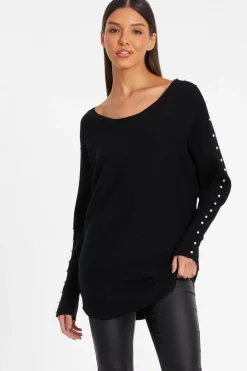 Quiz Knitted Beaded Batwing Jumper Black Online