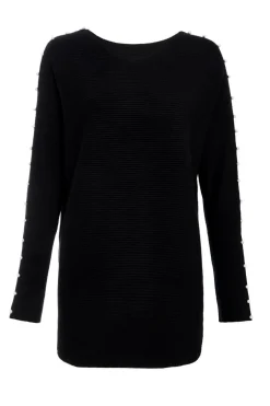 Quiz Knitted Beaded Batwing Jumper Black Online