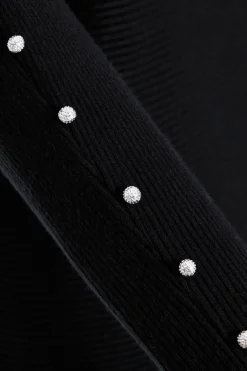 Quiz Knitted Beaded Batwing Jumper Black Online