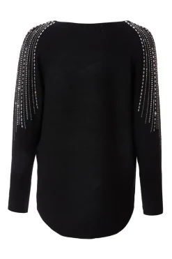 Quiz Knitted Diamante Jumper Black Online