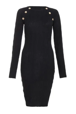 Quiz Black Knitted Jacquard Mini Dress