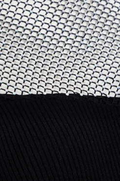 Quiz Black Knitted Mesh Sleeve Dress Outlet