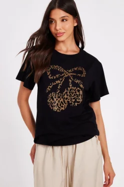 Quiz Black Leopard Print Cherry Top Best
