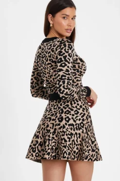 Quiz Black Leopard Print Knit Skirt Clearance