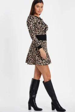 Quiz Black Leopard Print Knit Jumper Sale