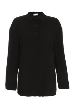 Quiz Black Long Sleeve Textured Shirt Online