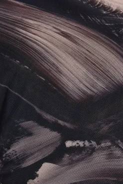 Quiz Black Marble Print Mesh Midaxi Dress