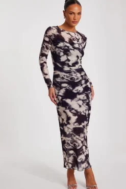 Quiz Black Marble Print Midaxi Dress Sale