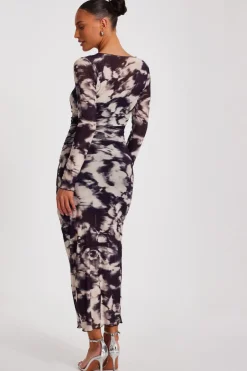 Quiz Black Marble Print Midaxi Dress Sale