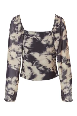 Quiz Black Marble Print Tie Front Top Online