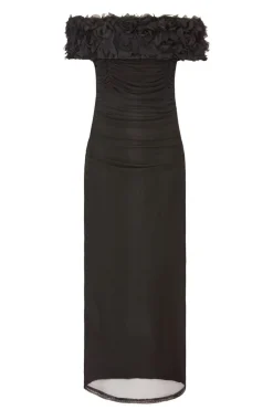 Quiz Mesh Bardot Midaxi Dress Black Best