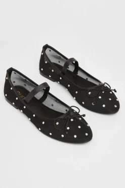 Quiz Mesh Diamante Bow Pumps Black Sale