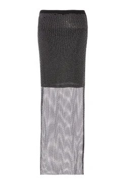 Quiz Black Mesh Diamante Midaxi Skirt Online