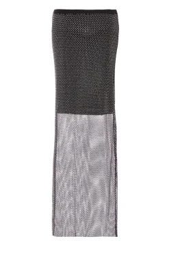 Quiz Black Mesh Diamante Midaxi Skirt Online