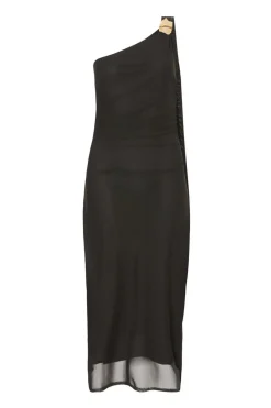 Quiz Mesh One Shoulder Midi Dress Black Discount