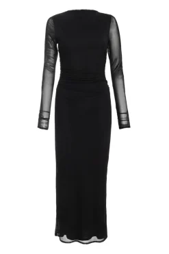 Quiz Black Mesh Ruched Midaxi Dress Sale