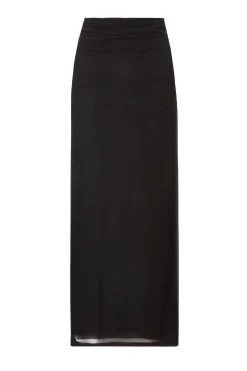 Quiz Mesh Ruched Midaxi Skirt Black