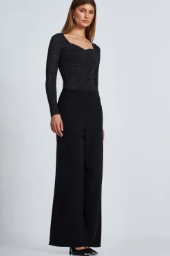 Quiz Metallic Glitter Jumper Black Discount