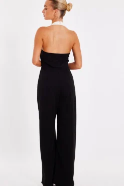 Quiz Black Monochrome Halter Neck Jumpsuit Hot