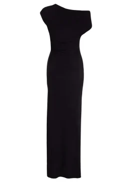 Quiz Off Shoulder Ruched Maxi Dress Black Sale