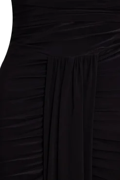 Quiz Off Shoulder Ruched Maxi Dress Black Sale