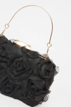 Quiz Organza Rose Box Bag Black Sale