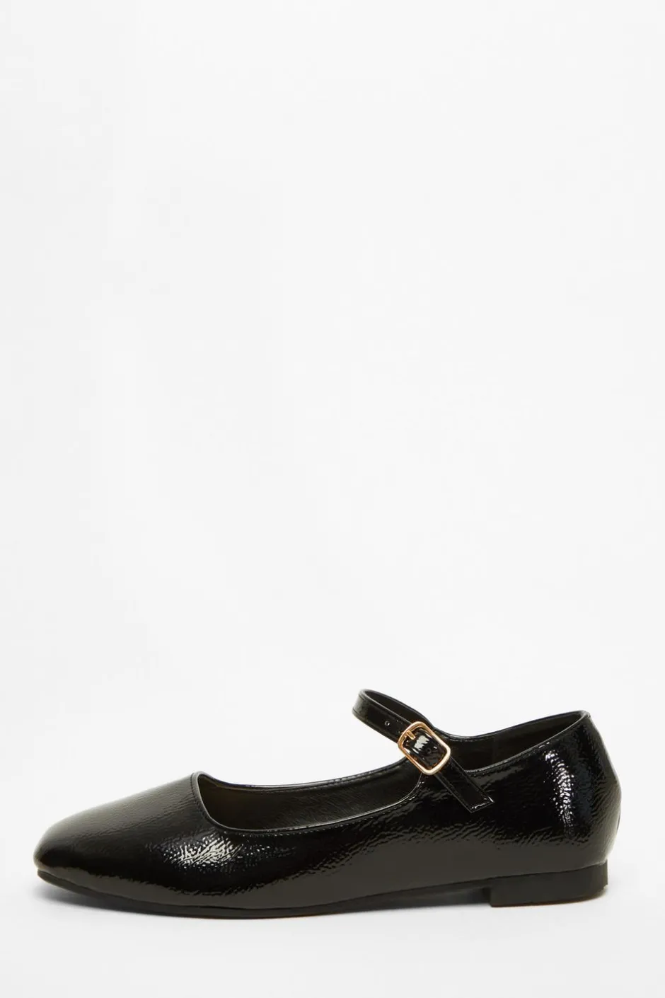 Quiz Black Patent Faux Leather Flat Pumps New