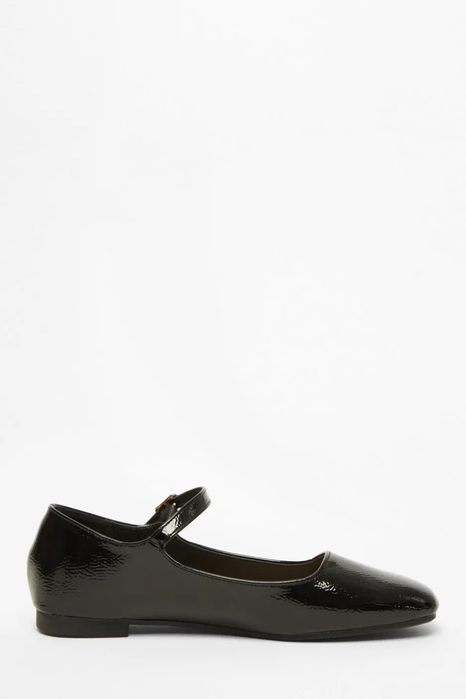 Quiz Black Patent Faux Leather Flat Pumps New