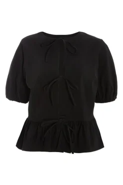 Quiz Black Peplum Tie Top New